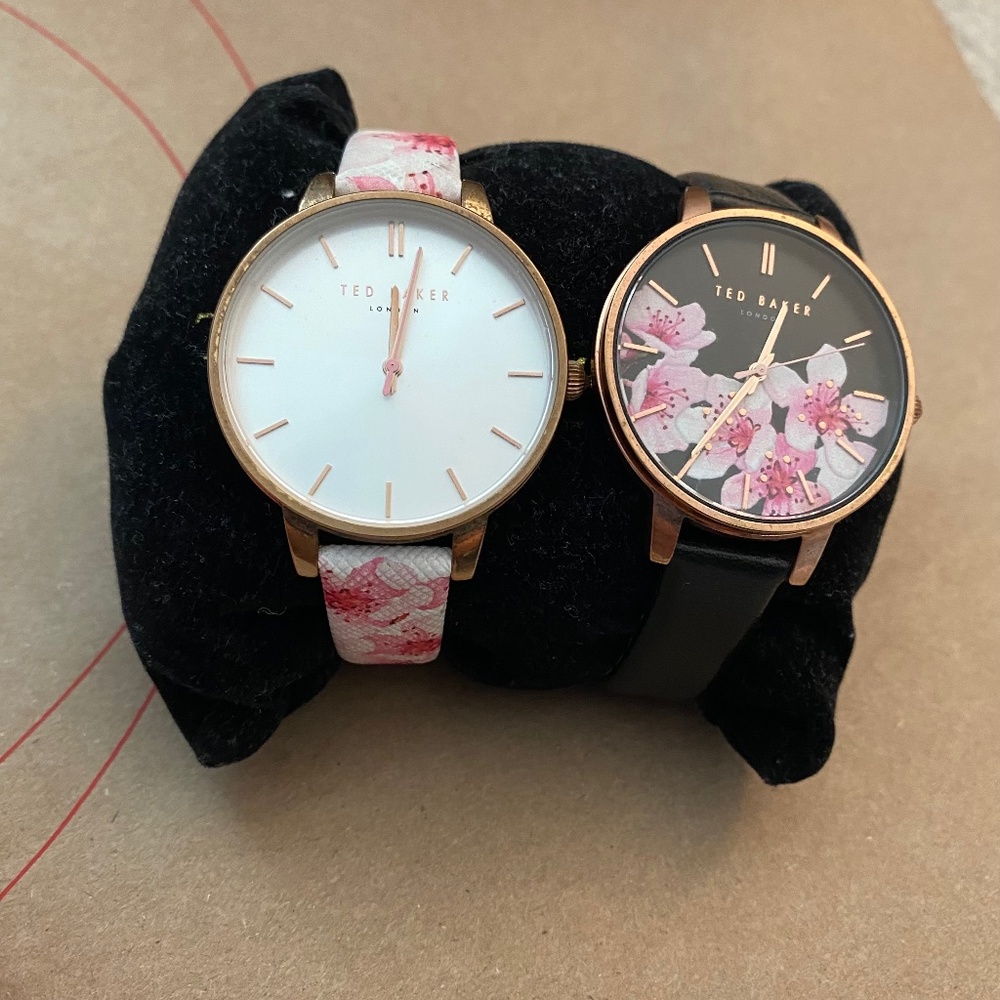 Ted Baker Floral Leather Watches w/ Pillow